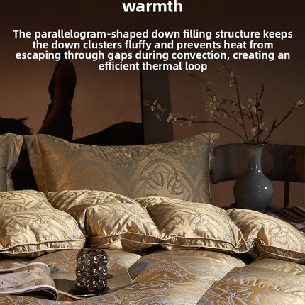 UNICORN 1pc 120S High-Density Anti-Feather Jacquard Quilt Golden Pink Bronze Red
