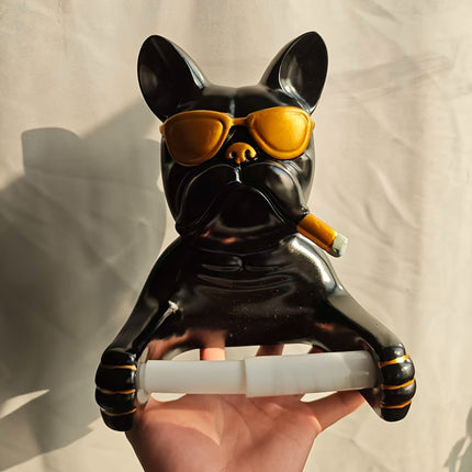 UNICORN 1pc French Bulldog Wall-Mounted Tissue Holder Black
