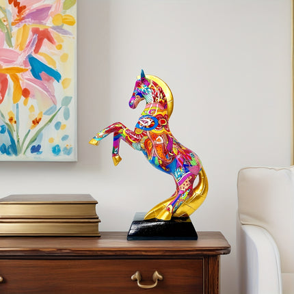 UNICORN Collectible Figurines Elegant Dynamic Jumping Horse Statue multicolored