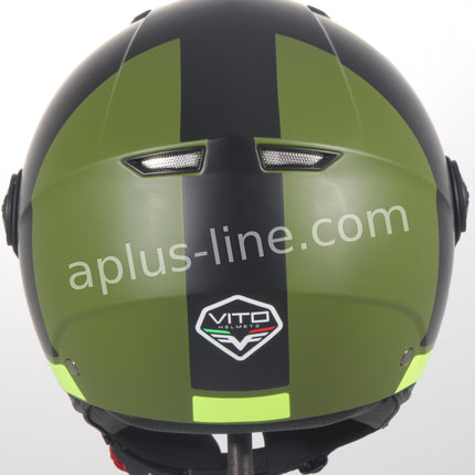Scooter bromfiets zomerhelm jet helm vito roof boxer moda mat groen zwart blauw wit maten xs s m l xxl | Scooterhelm