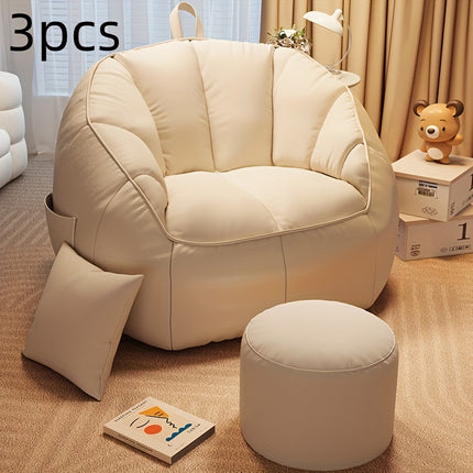 UNICORN 3pcs Set (1 Sofa, 1 Footrest, 1 Cushion) Black Orange Gray 65-75 cm