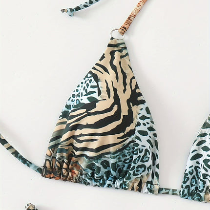 UNICORN Leopard Print New Backless Tie-up Bikini with Padded Swimsuit s m l xl