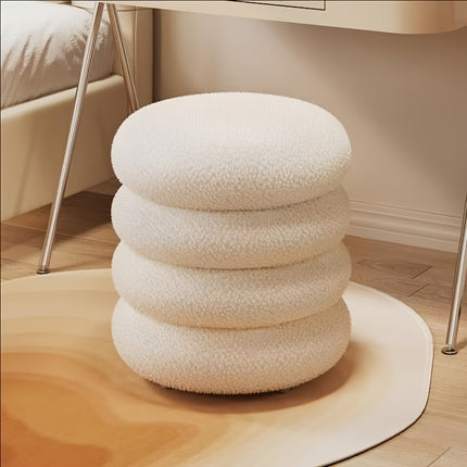 UNICORN White Round Stool with Padded Seat Compact Chair for Room, Living Room, pink/white