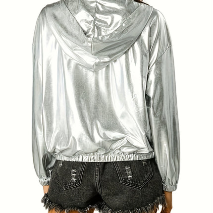 UNICORN Women's Coated Shiny Bomber Jacket, Long Sleeve, Zipper, s m l xl xxl