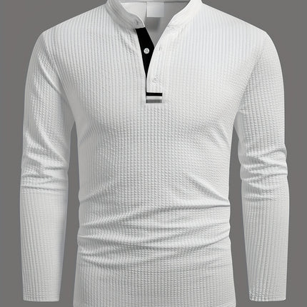 UNICORN Men's Shirt Long Sleeve Placket Stripe Design, Textured Fabric Stretch s m l xl xxl