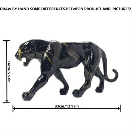 UNICORN Leopard Resin Statue Cheetah Handicraft Sculpture Ornament Black Golden