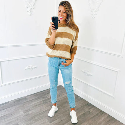 UNICORN Women's sweater stripes light blue orange red black s m l xl