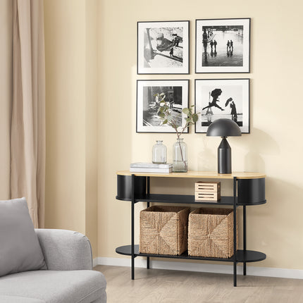 UNICORN Input Console with Storage Wardrobe Black Furniture L110Cm X B39Cm X H76Cm