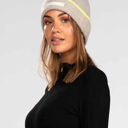 UNICORN Women's winter hat khaki soft knitted with stripe