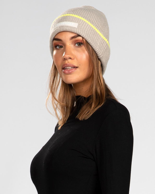 UNICORN Women's winter hat khaki soft knitted with stripe