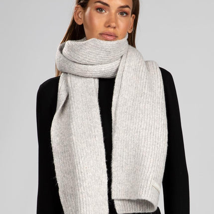 UNICORN Scarf women's long wide winter scarf rib-knit light gray one size