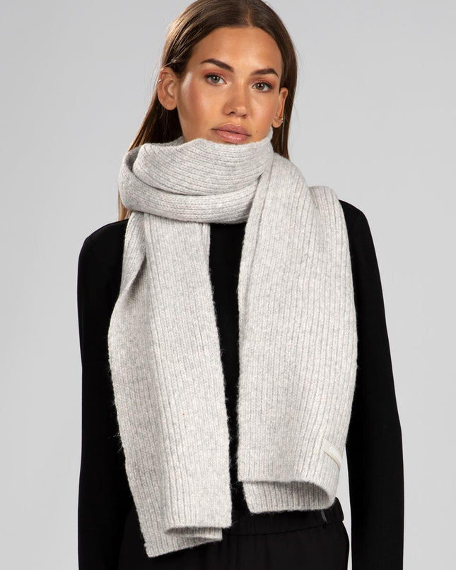 UNICORN Scarf women's long wide winter scarf rib-knit light gray one size
