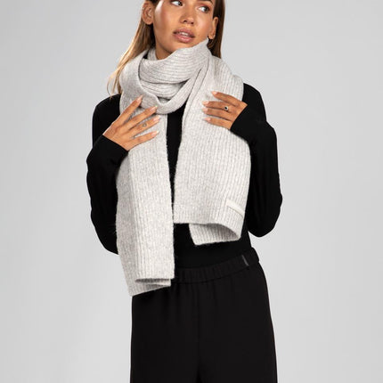 UNICORN Scarf women's long wide winter scarf rib-knit light gray one size