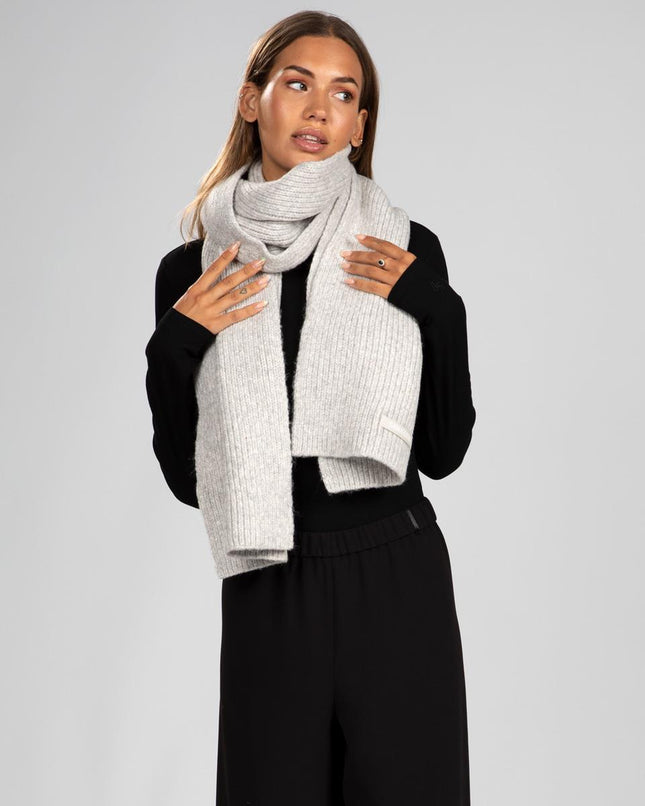 UNICORN Scarf women's long wide winter scarf rib-knit light gray one size