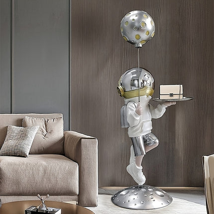 UNICORN Space Astronaut Cartoon Decorative Piece for Living Room Silvery Golden