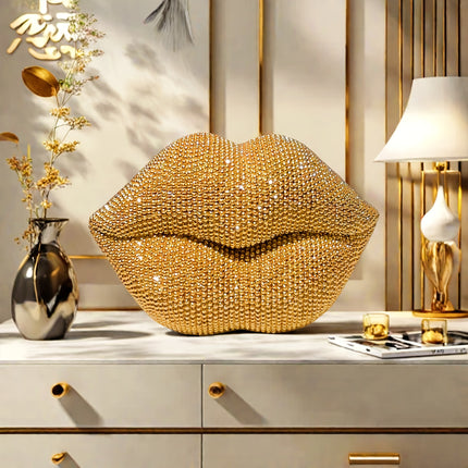 UNICORN Sexy Lips Bead Sculpture Decoration Piece gold