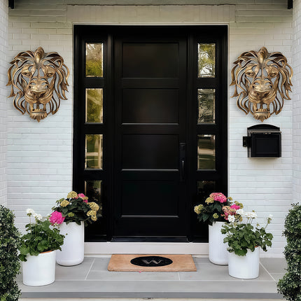 UNICORN Golden Lion Statue Elegant Wall-Mounted Resin Lion Sculpture Suitable for Home