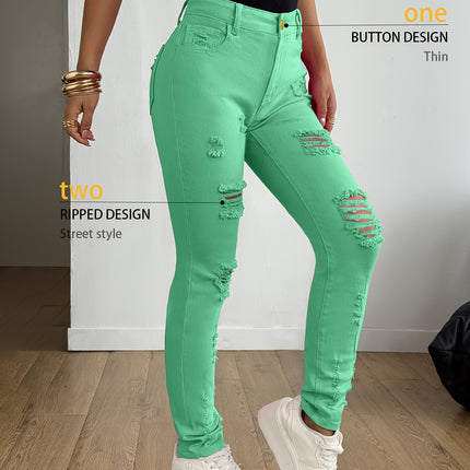 UNICORN Women Elegant Casual Versatile Slim-Fit Candy-Colored Pencil Jeans s m l xl xxl