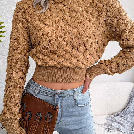 UNICORN Women's Casual Streetwear Rhombus Cut-Out Sweater Cropped Long s m l