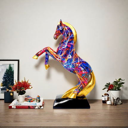 UNICORN Collectible Figurines Elegant Dynamic Jumping Horse Statue multicolored