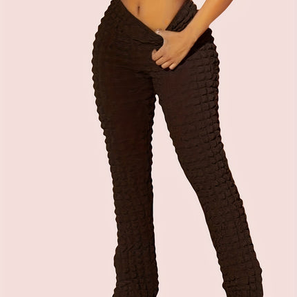 UNICORN Women High-Waisted Flare Pants Color Plaid Pattern xs s m l xl xxl