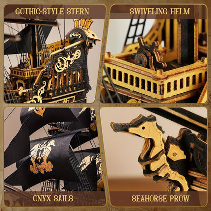 UNICORN The Seahorse Barque 3D Wooden Puzzle Ship Model Kits Craft Kits for Home