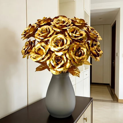 UNICORN 14pcs Artificial Golden Roses Ideal for Spring Home Decor