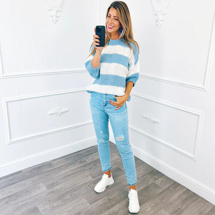 UNICORN Women's sweater stripes light blue orange red black s m l xl