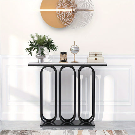UNICORN 100cm Console Table, with Adjustable Foot Pads White & Black