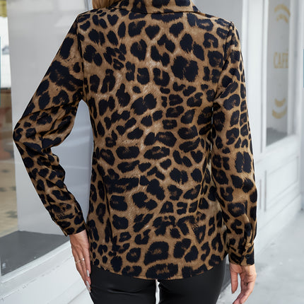 UNICORN Leopard Print Polo Collar Button Shirt, Casual Long Sleeve Shirt s l xl xxl