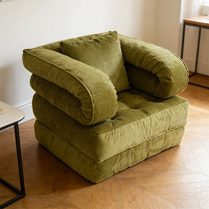 UNICORN 1 Folding Sofa Bed Single Chair Bed with Backrest and Pillow Gray Green White