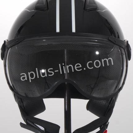 Scooter bromfiets zomerhelm jet helm vito moda roof boxer glans zwart x zwarte voering maten xs s m l xl xxl | Scooterhelm