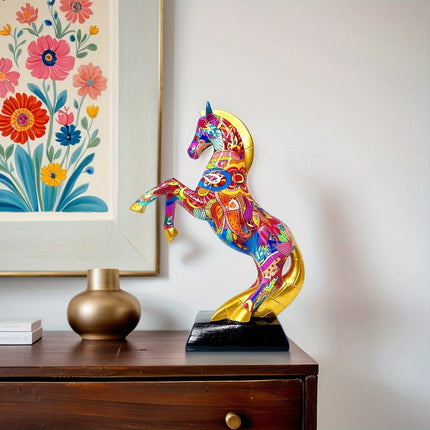 UNICORN Collectible Figurines Elegant Dynamic Jumping Horse Statue multicolored