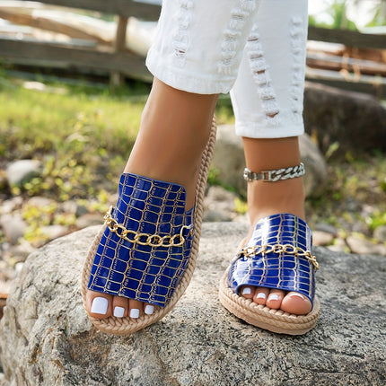UNICORN Women'S Stylish Casual Slip-On Sandals with Chunky Soles Chain Shoes