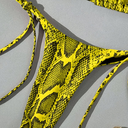 UNICORN Snakeskin Print Swimsuit Tie Bikini 2pcs Set xs s m l xl