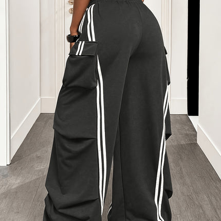 UNICORN Cargo Wide Leg Pants with Drawstring Waist, Loose Straight Street Style s m l xl xxl