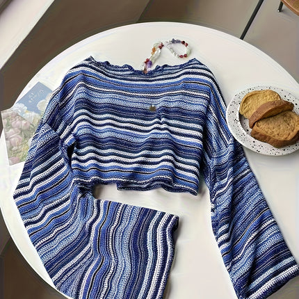 UNICORN Style Striped Pattern Long Sleeve T-Shirt, Women'S Textured Pattern s m l xl