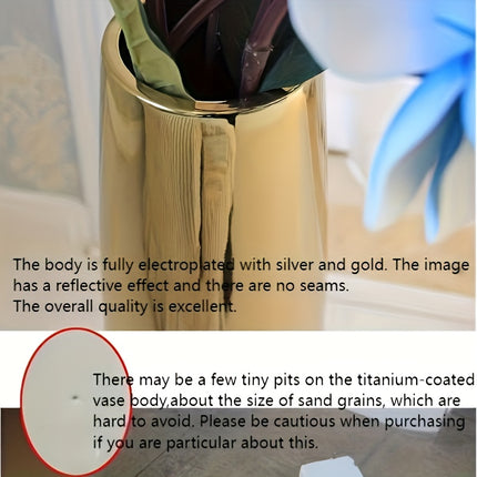 UNICORN Luxurious 60Cm Tall Ceramic Floor Vase in Electroplated silvery And Golden