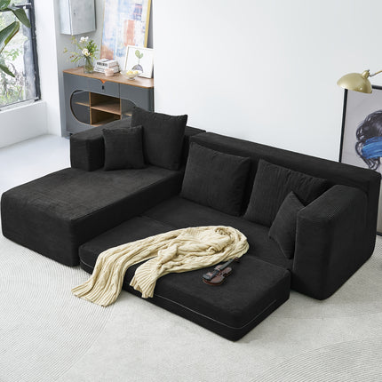 UNICORN L-Shaped Convertible Floor Sofa Bed Black Gray Green Orange Off White