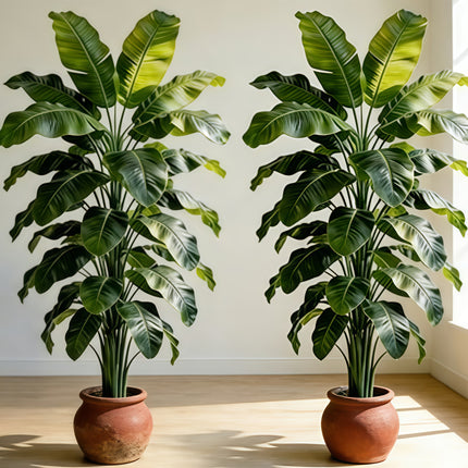 UNICORN Two 53.54-inch Large Artificial Plants Lush Green Leaves