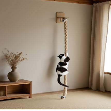 UNICORN Solid Wood Sisal Wall Mounted Cat Climbing Rope