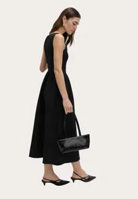 UNICORN SQUARE NECK MIDI SKATER Dress black