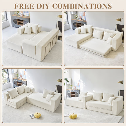 UNICORN L-Shaped Convertible Floor Sofa Bed Black Gray Green Orange Off White