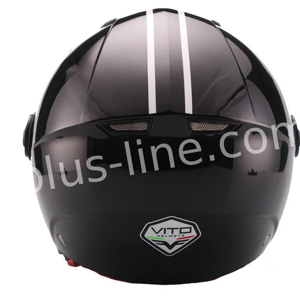 Scooter bromfiets zomerhelm jet helm vito moda notte roof boxer maten xs s m l xl xxl | Scooterhelm