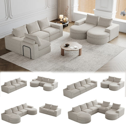 UNICORN 2 Curved Elements Chaise Design Sofa Beige Gray Black 322.5×271×81.2 cm