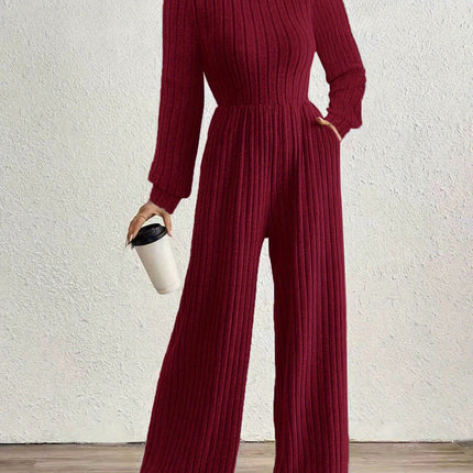 UNICORN High Neck Long Sleeve Versatile Womens Jumpsuit Solid Color s m l xl