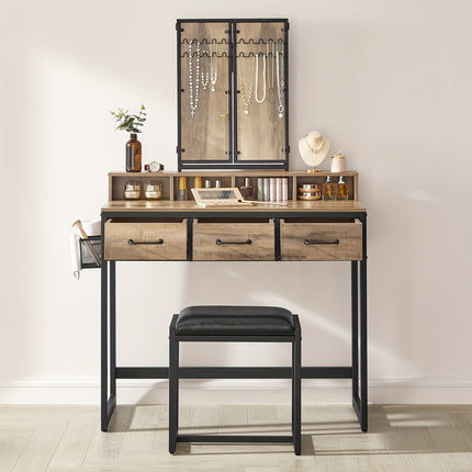 UNICORN Modern Vanity Dressing Table with Padded Stool Black