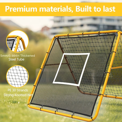 UNICORN 4x4 Multi-Sport Rebounder Net with Heavy-Duty Steel Frame Yellow and Black