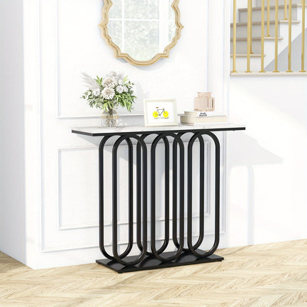 UNICORN 100cm Console Table, with Adjustable Foot Pads White & Black