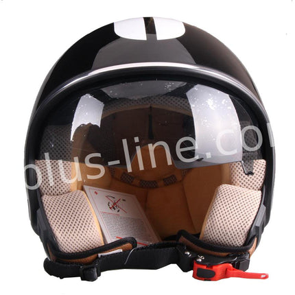 Scooter bromfiets zomerhelm jet helm vito special glans zwart roof boxer mat zwart maten s m l xl | Scooterhelm